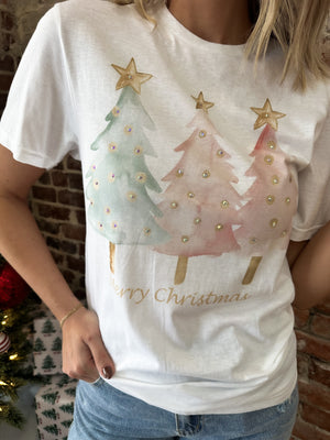 Merry Christmas Tree Tee w/ Bling
