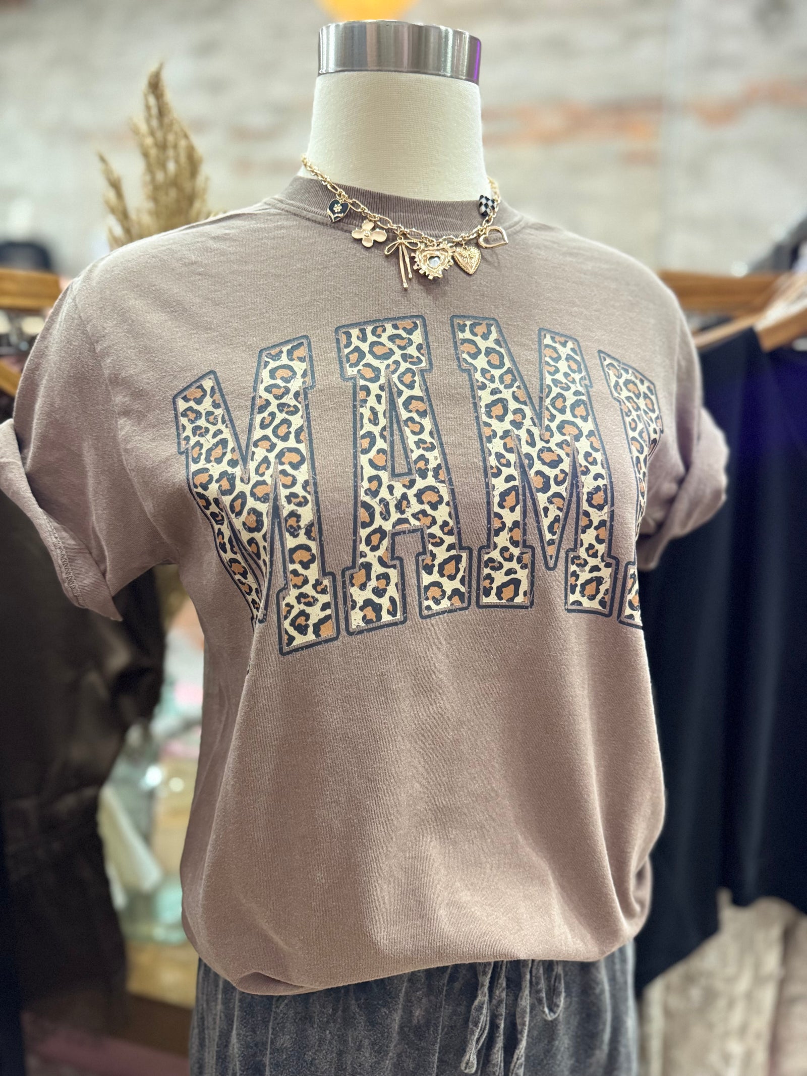Leopard Mama Comfort Colors Tee - Brown