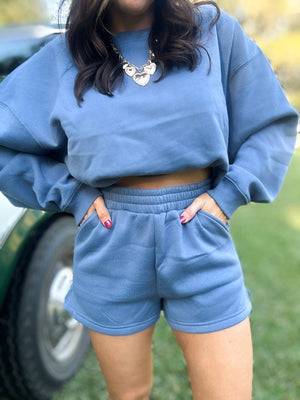 DOORBUSTER - Gabi Round Neck Pullover Dusty Blue