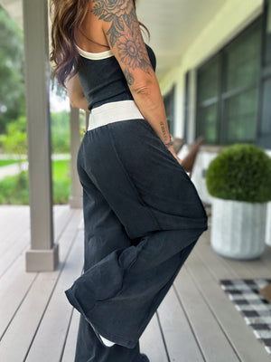 Summer Dreams Wide Legged Lounge Pants - Ash Black