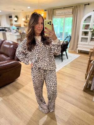 Lizzy Leopard Wide Leg Lounge Pants
