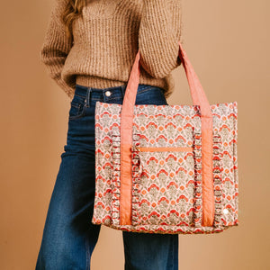 The Everyday Quilted Tote Bag-Everbloom Dusty Rose