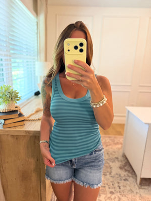 Drake Reversible Striped Tank Top - Dusty Teal