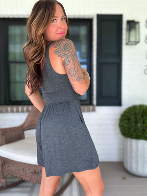 Just My Type Double Layer Romper - Charcoal