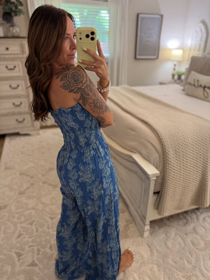 Eliza Strapless Smocked Bodice Jumpsuit