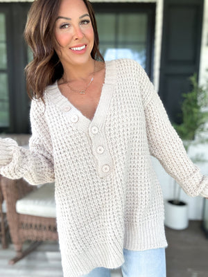 Reagan Button Trim Sweater