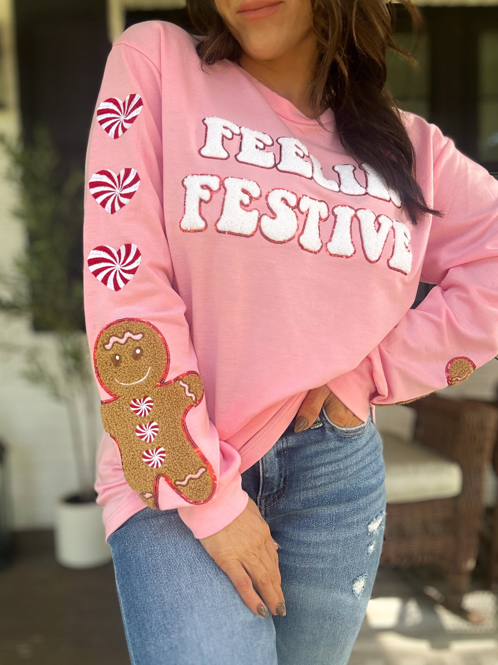 Feelin' Festive Gingerbread Sleeve Top