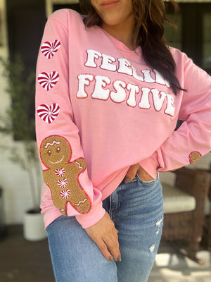 Feelin' Festive Gingerbread Sleeve Top