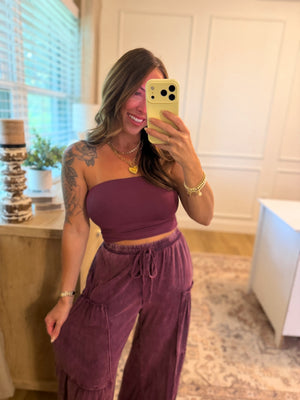 Nothing Compares Double Lined Strapless Top - Plum