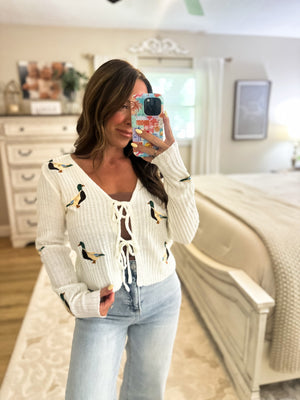 Emmylou Mallard Open Knit Cardigan