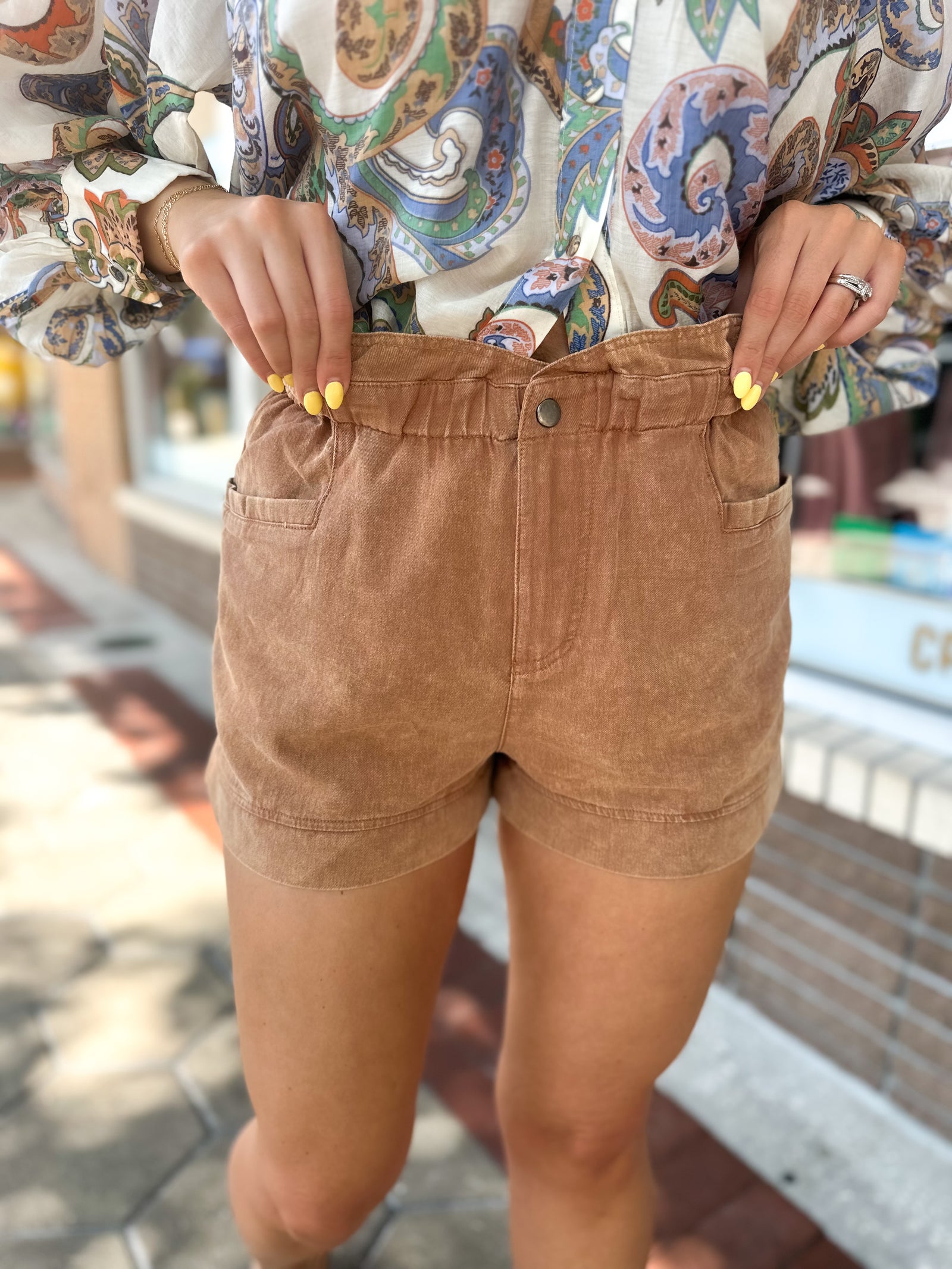 Too Cool For You Mineral Washed Paperbag Shorts