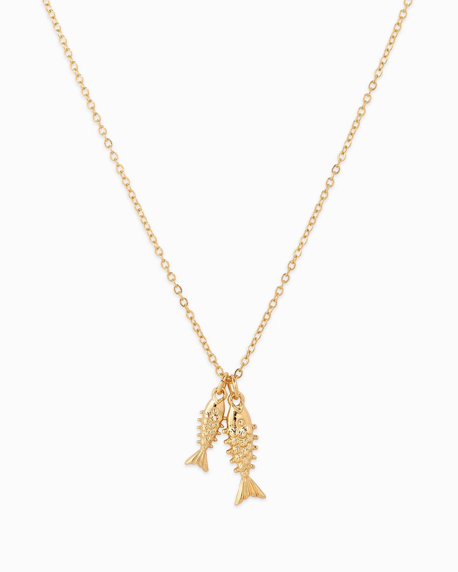 Double Sea Life Sardine Necklace - Gold