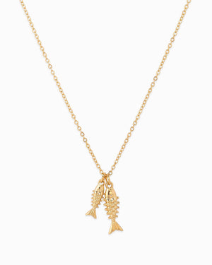 Double Sea Life Sardine Necklace - Gold