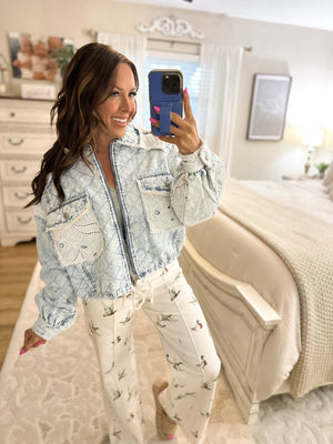 Izzy Lace Denim Quilted Jacket