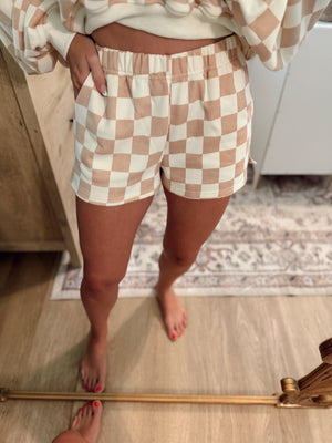Larissa Checkered Print Shorts - Cream