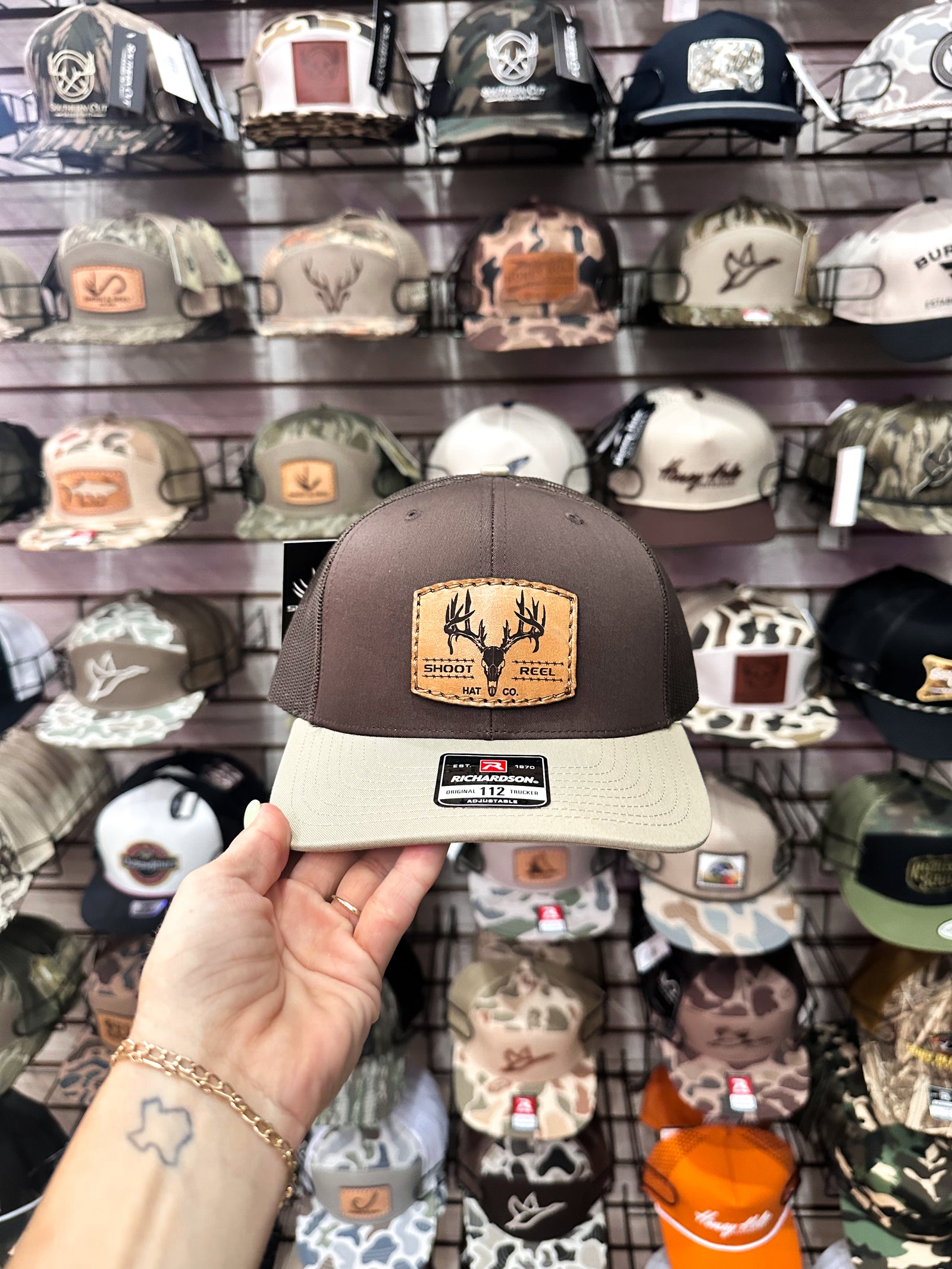 Brown/Khaki Deer Skull Patch Hat