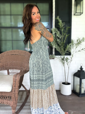 Willow Halter Patchwork Maxi Dress