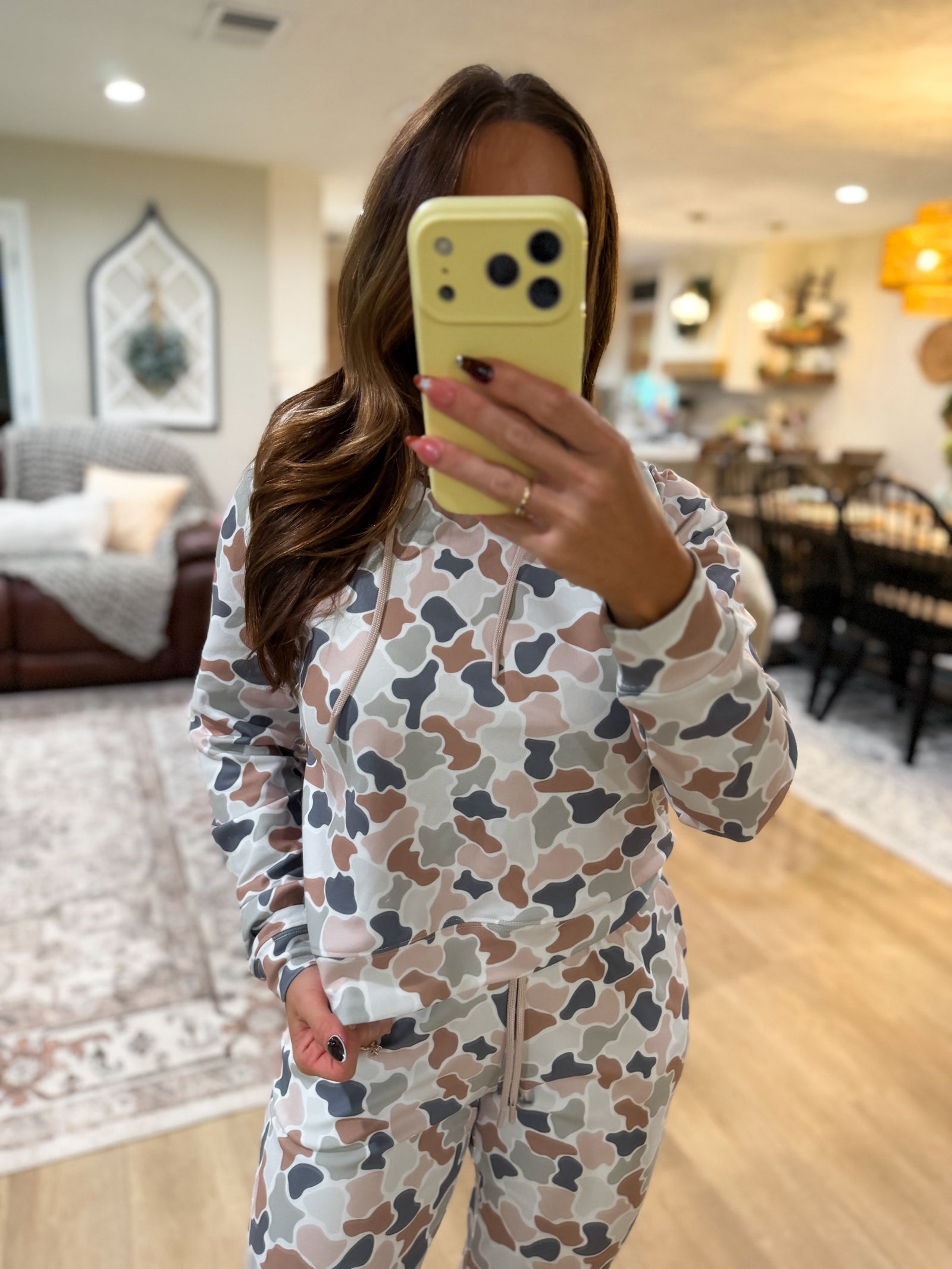 Local Girl Velvet Fleece Cropped Hoodie - Forest Camo Flora