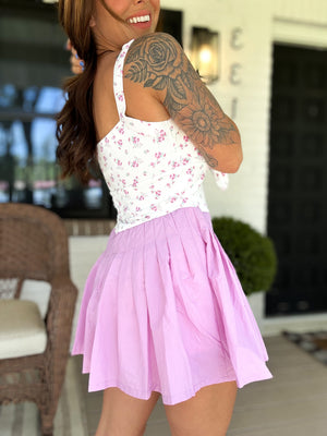 Lena Lavender Floral Bow Romper