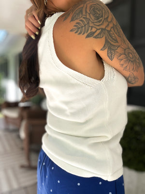 She's A Firecracker Halter Neck Sweater Top - Ivory
