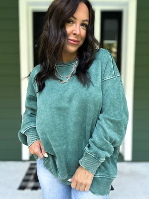 Lennon Acid Wash Oversized Fleece Pullover