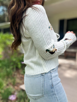 Emmylou Mallard Open Knit Cardigan