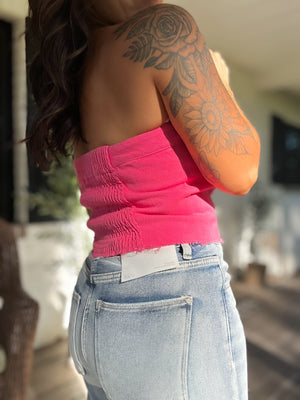 Kaylani Denim Corset Top - Pink