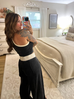 Summer Dreams Razer Back Crop Top - Ash Black