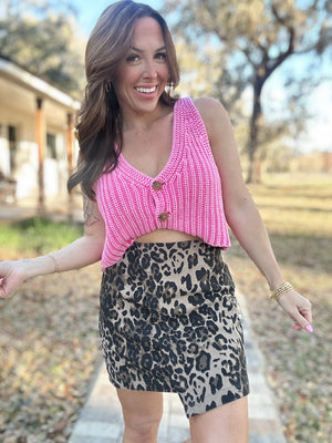 Willow Sleeveless Sweater Top - Hot Pink