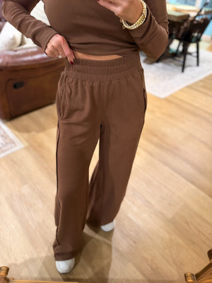 Skye Side Panel Knit Lounge Pants - Brown