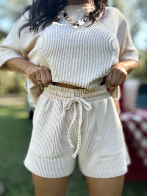 DOORBUSTER - Ali Ribbed Tee - Sand Beige