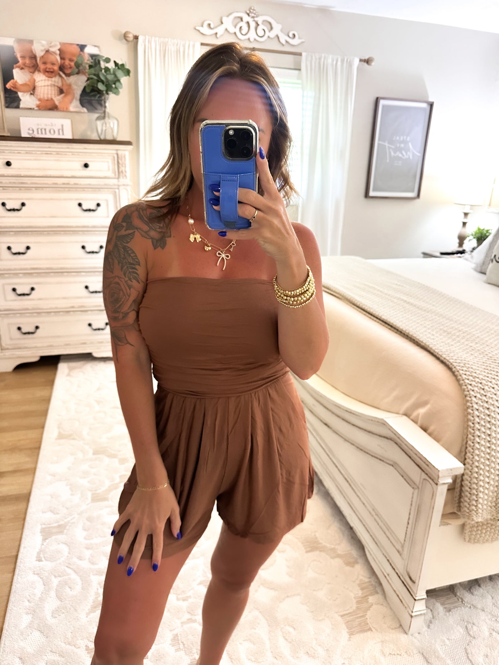 Chasing Happiness Strapless Romper - Brown