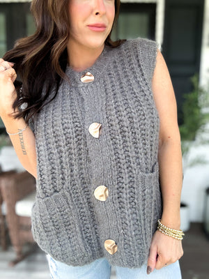 Kailyn Sweater Knit Vest- Olive