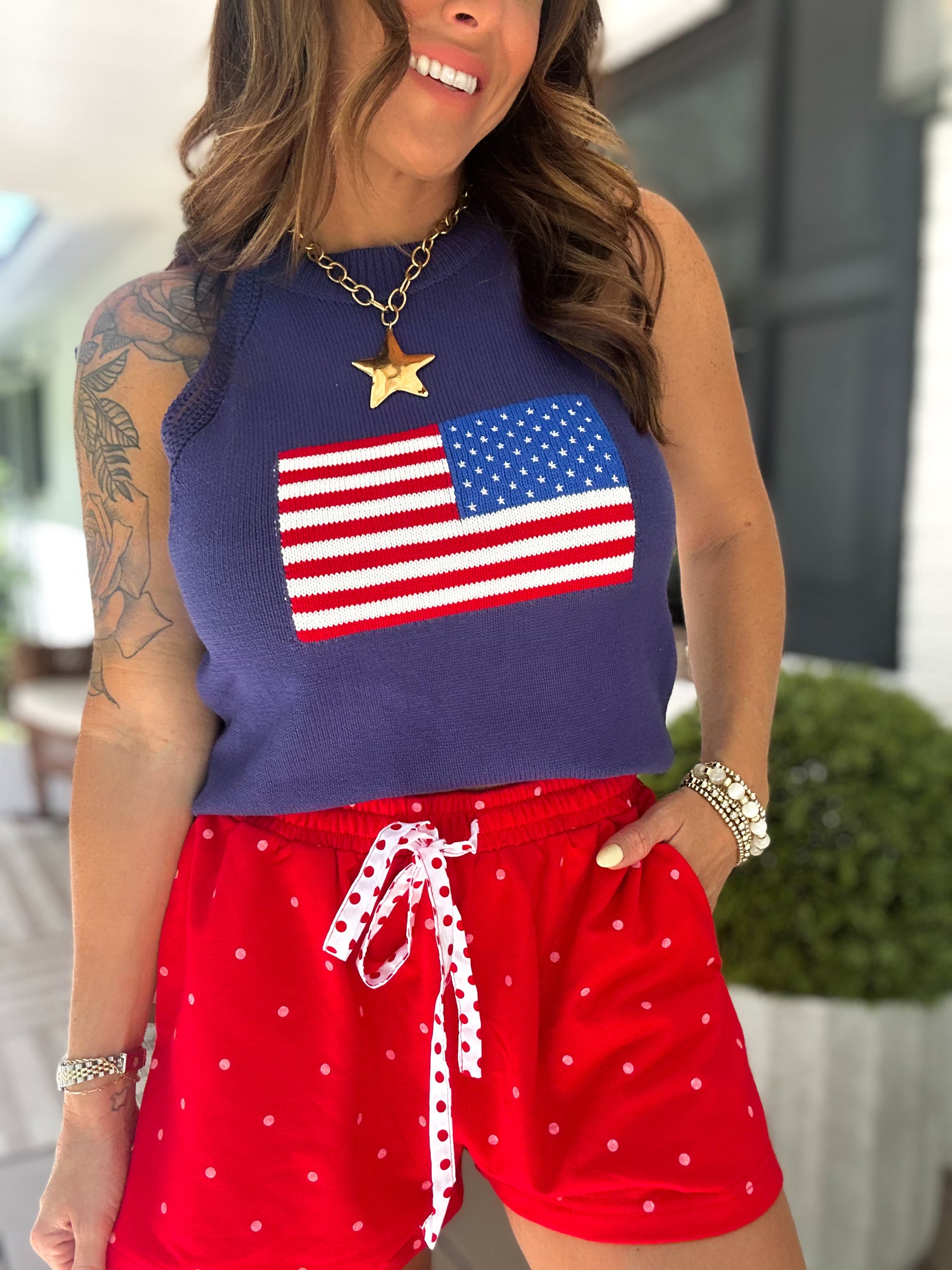 She's A Firecracker Halter Neck Sweater Top - Navy