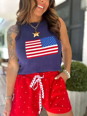 She's A Firecracker Halter Neck Sweater Top - Navy