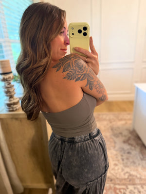 Nothing Compares Double Lined Strapless Top - Olive