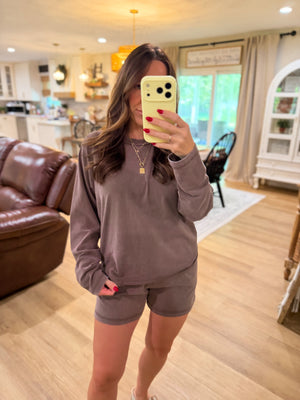 Sloane Acid Washed Long Sleeve Top - Brown