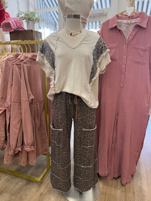 Carter Leopard Mineral Washed Wide Leg Pants