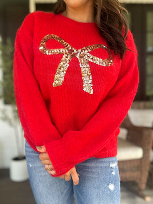Annaliese Red Sequin Sweater