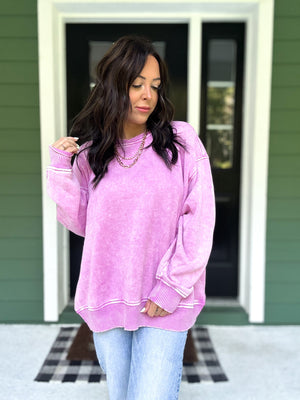 Lennon Acid Wash Oversized Fleece Pullover