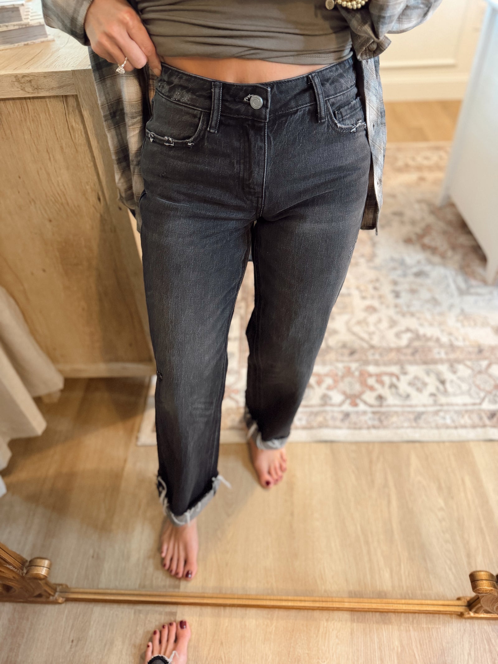 Danielle Mid Rise Slim Jeans - Black