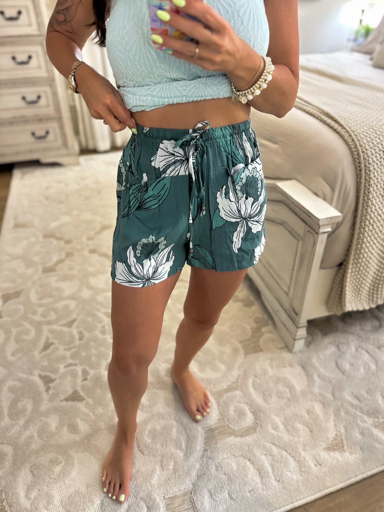 Take Me to Cabo Flowy Palm Shorts