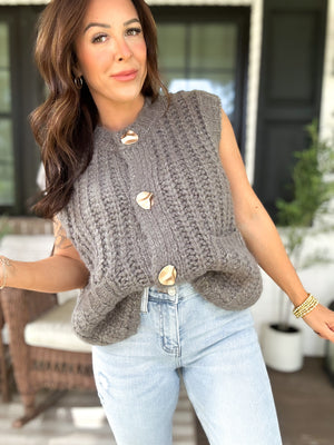 Kailyn Sweater Knit Vest- Olive