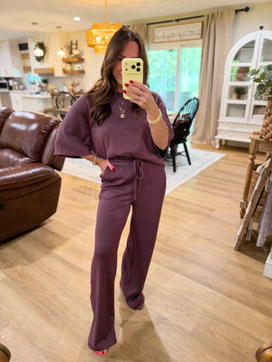 Callum Scuba Drawstring Pants - Plum
