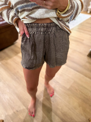 Ava Paperbag Shorts - Brown