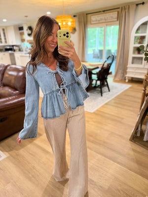 Lauren Denim Tie Front Blouse