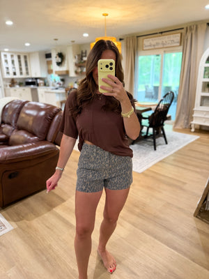 Kenzie Cheetah Denim High Rise Shorts