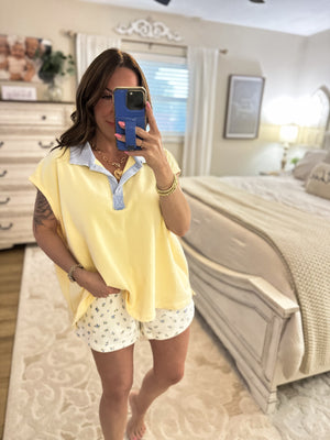 Kameron Contrasting Collar Cap Sleeve Top