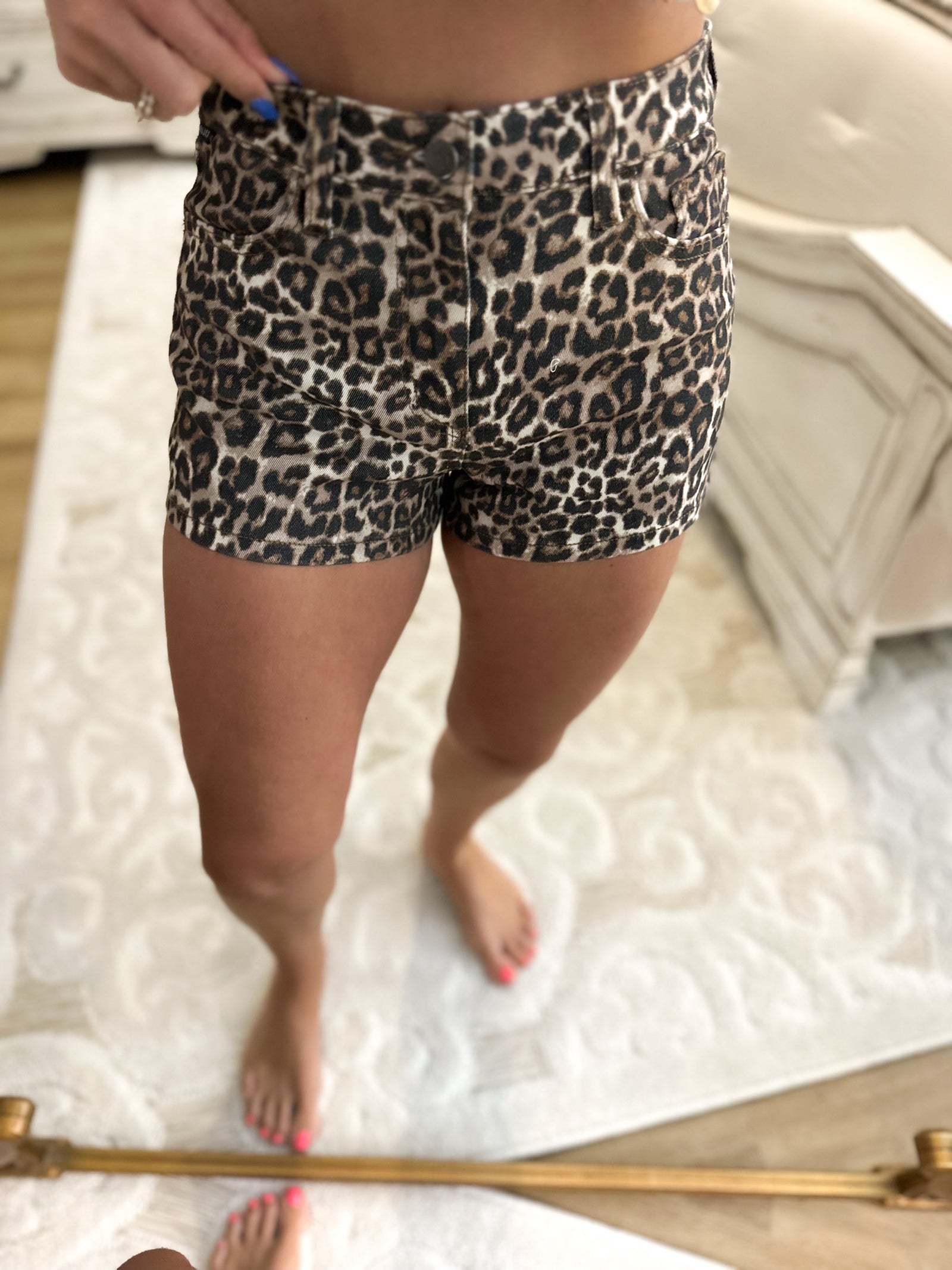 Cello Leopard Denim Shorts
