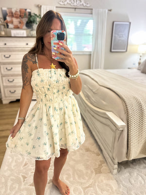 Sunset Skies Floral Strapless Dress